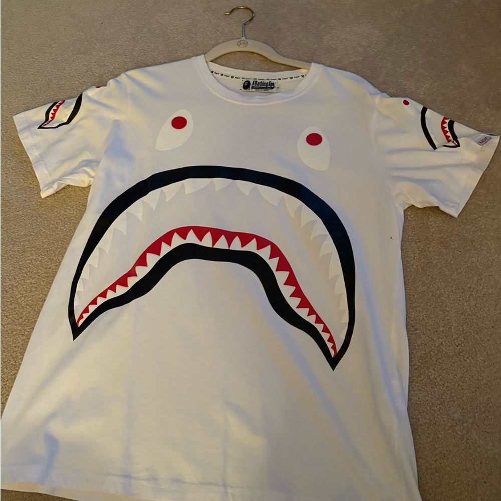 Fake Bape White Shark Graphic Tee